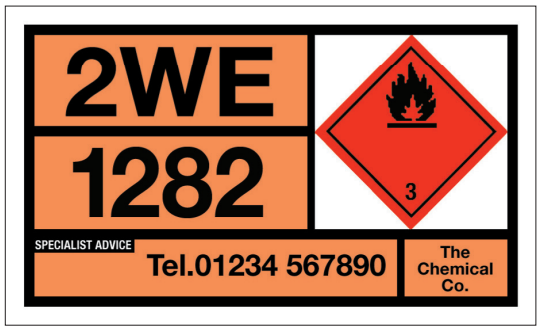 A hazard warning panel for Pyridine, UN 1282