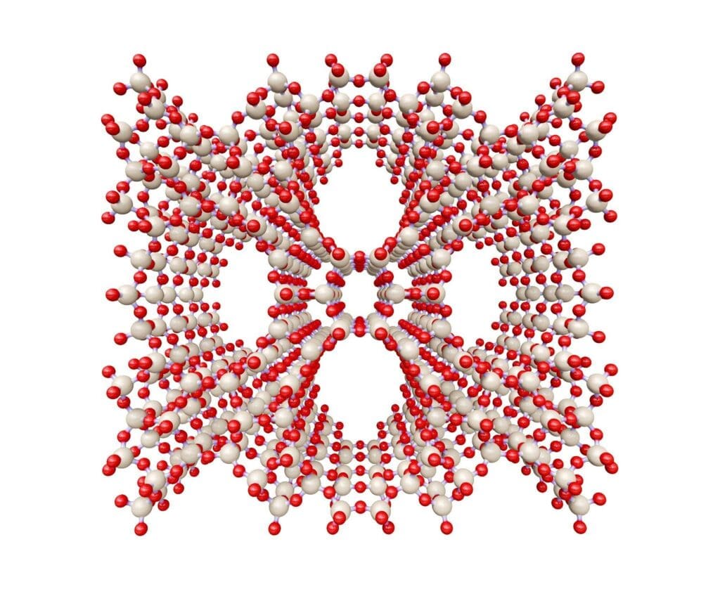 Zeolites can form many different crystal structures, with differing molecule-sized pores which can change the catalytic properties.