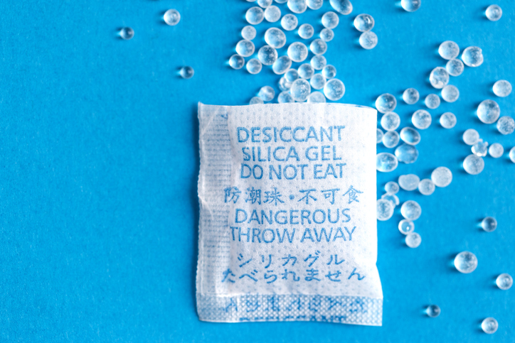 Silica sachets found within food and supplement packages, serve to absorb moisture and keep the goods fresh.