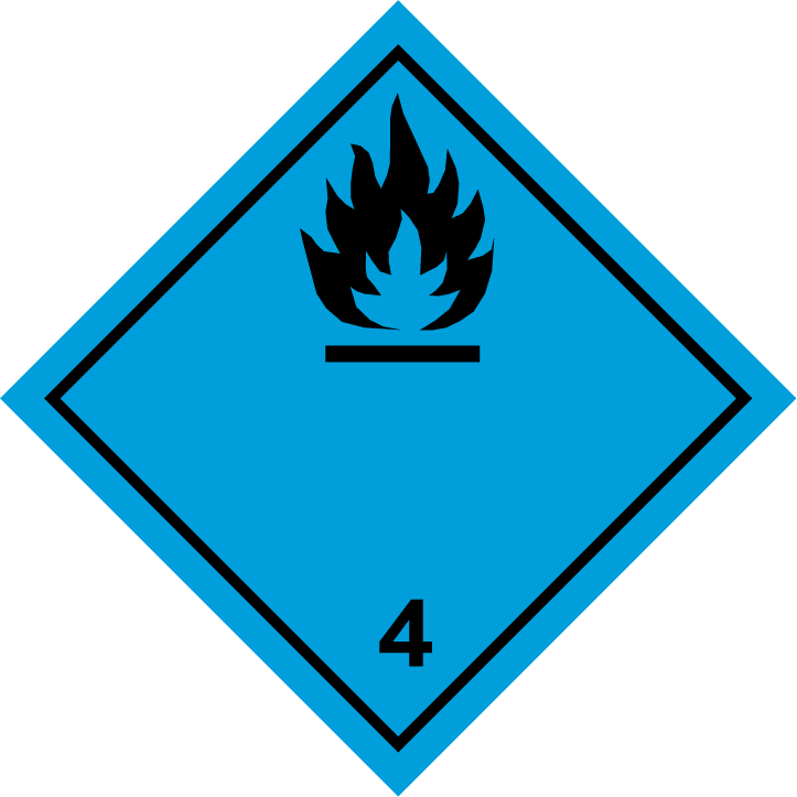 Znak towarów niebezpiecznych 4 Substancje stałe łatwopalne niebieski