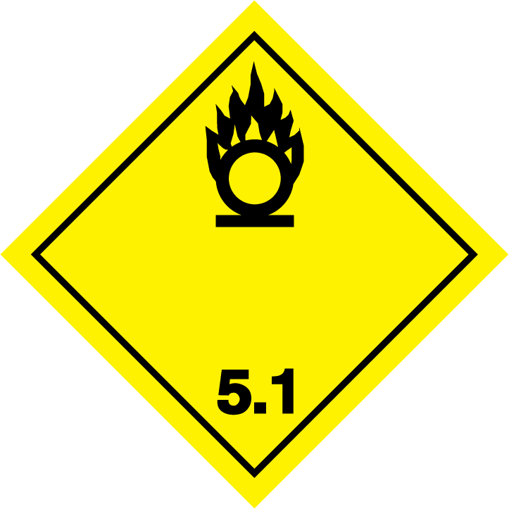 Dangerous Goods Sign 5 Brandfördernde Stoffe und organische Peroxide gelb