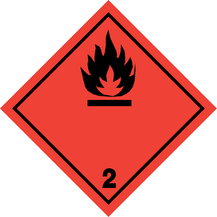 Sinal de Mercadorias Perigosas 2 Chamas de Gases