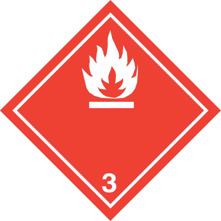 Znak towarów niebezpiecznych 3 łatwopalne płyny