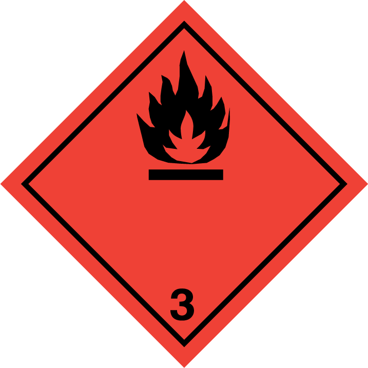 خطرناک اشیا کی نشانی 3 آتش گیر مائع سیاہ