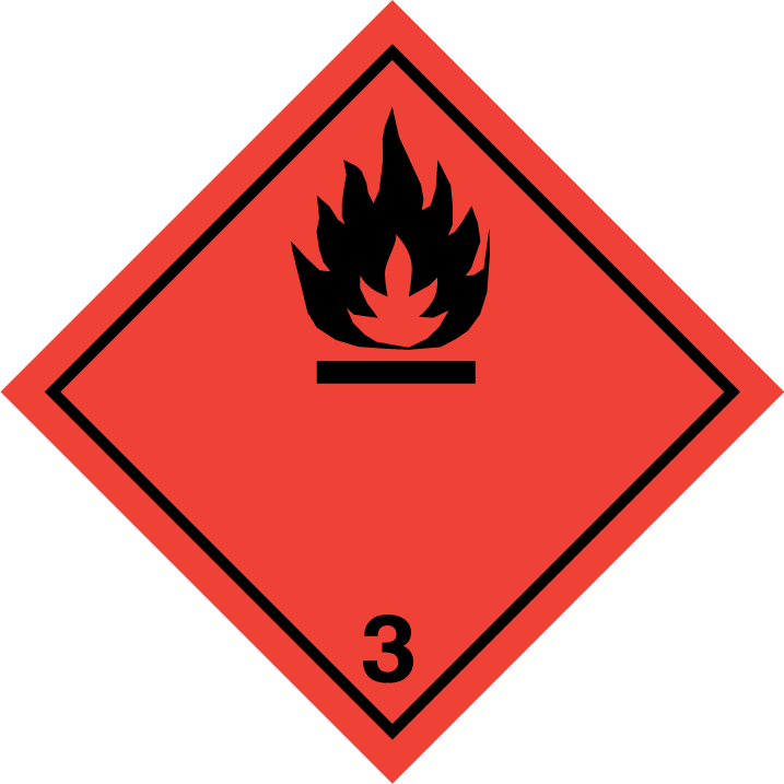 Dangerous Goods Sign 3 Entzündbare Flüssigkeiten dunkel